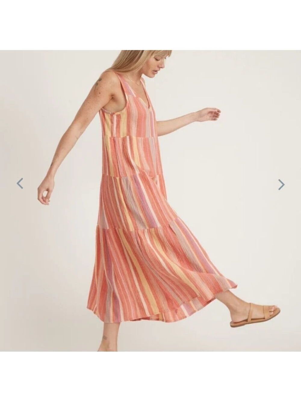 Marine layer Corinne Maxi Dress in Red Variegated Stripe - Picture 3 of 6